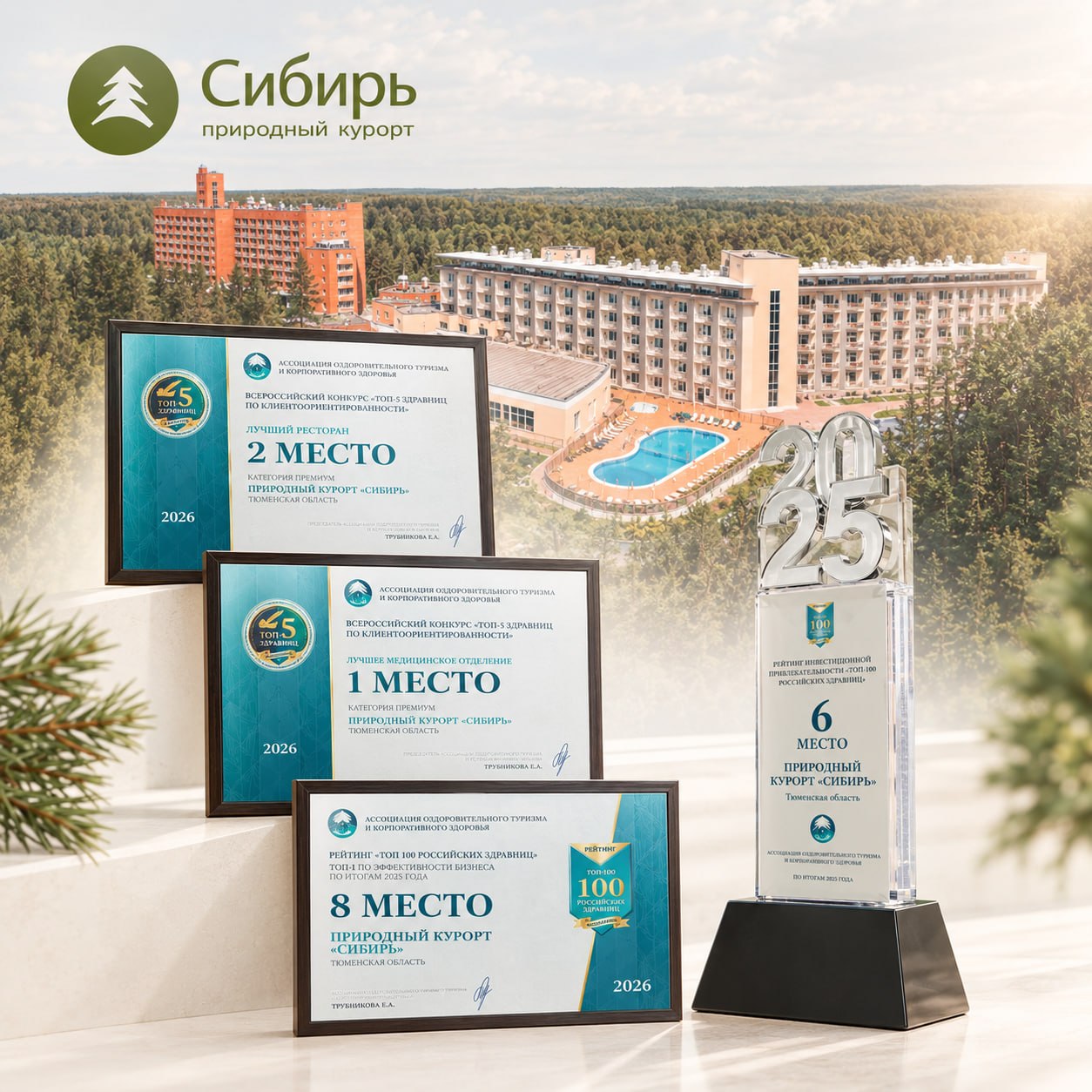 Итоги Всероссийского конкурса «ТОП-100 российских здравниц» по итогам 2025 года.